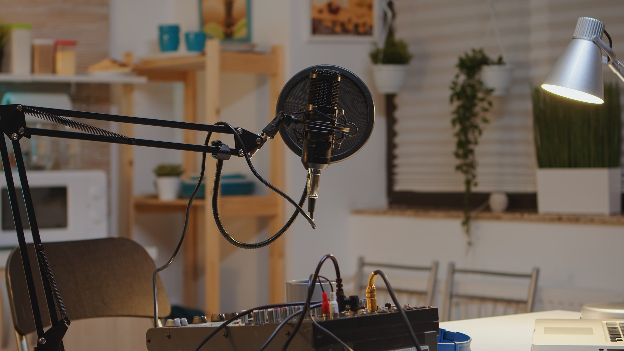 Podcast microphone and mixer Podcast microphone and mixer